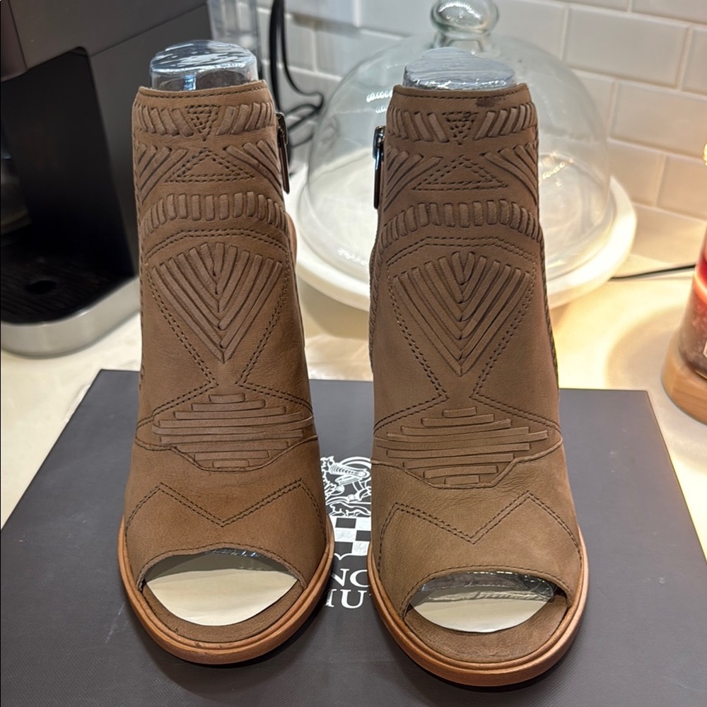 NWT- Brown Peep-Toe Ankle Boots